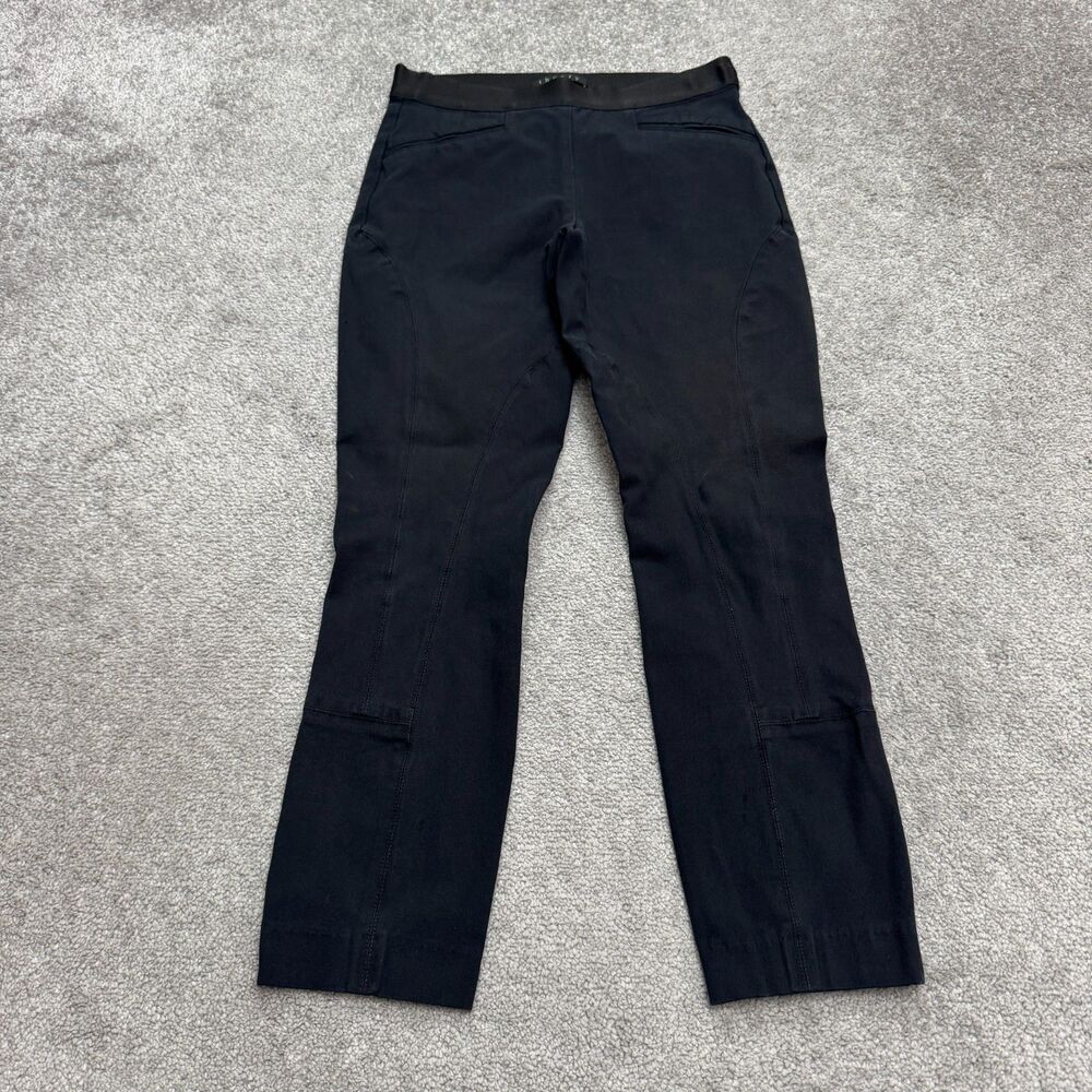 Theory Merryn New Recovery Pull On Stretch Ankle Pants Womens 2 Black Mid Rise